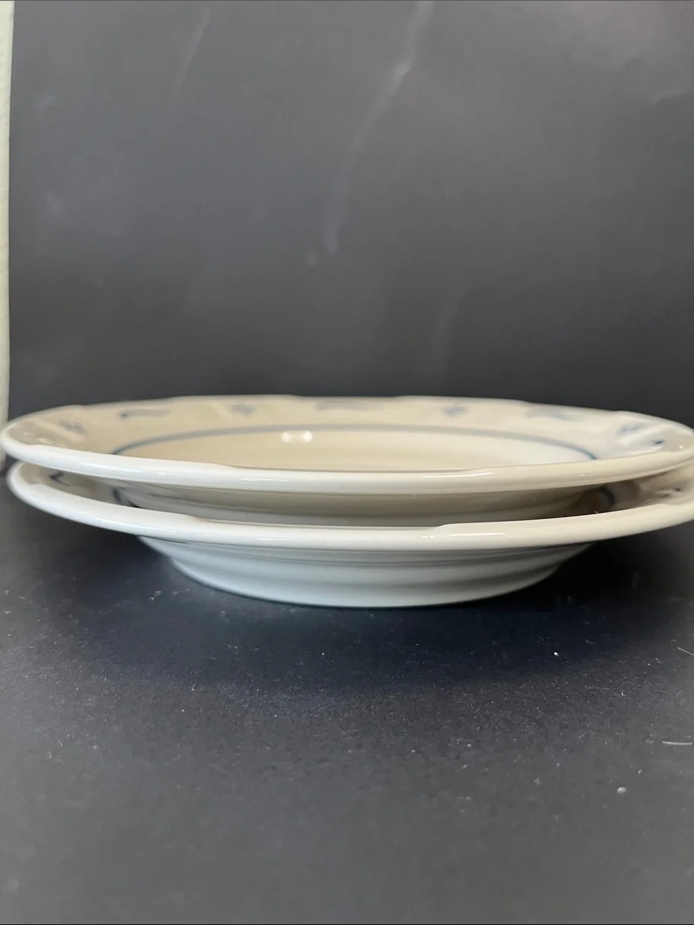 Longaberger Pottery Blue & Ivory Dinner Plates Set of 2 Made in USA